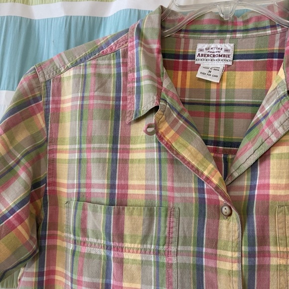 Vintage Abercrombie Grandmacore Plaid Blouse Sz Medium - Picture 7 of 8